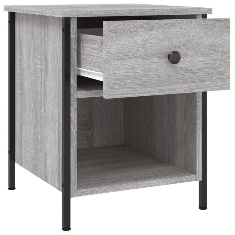 Litvak 40cm W Iron Bedside Table, Grey Sonoma, Individual