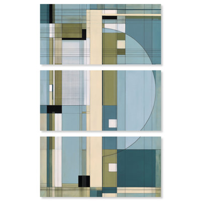 Ensemble de décoration murale de bureau « Plan vertical III » sur toile, par Art Remedy, châssis entoilé, 40 x 20 pouces.