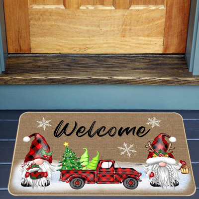 Paillasson décoratif de Noël Tapis de voiture de Noël Gnome Tomte