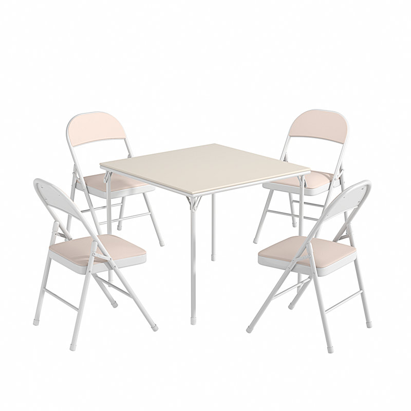 Table de jeu de cartes avec chaises 33,8 "33,8", Beige / Blanc