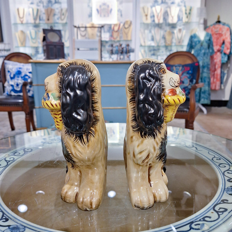 Porcelain Staffordshire Dog Figurines Pair, Black