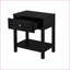 Table de chevet en bois noire 23 po avec plateau en verre et tiroir Dylan-688282234