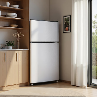 3.5 Cu.ft Mini Fridge With Freezer Mini Fridge With Adjustable Shelves Small Refrigerator With 2-Door For Home, Kitchen, Office And Bedroom