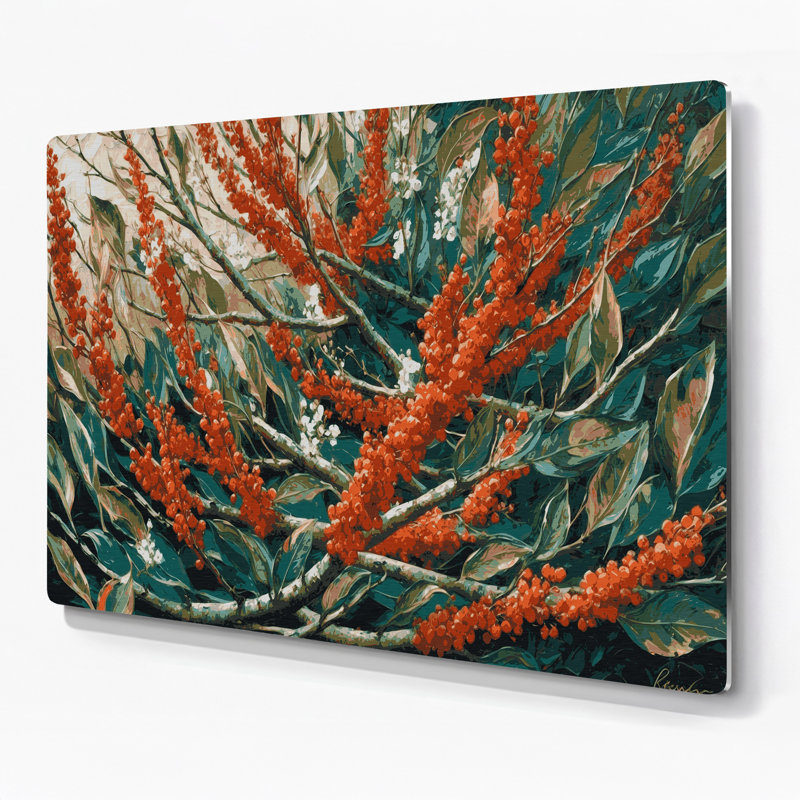 Botanique Rowan, art mural en métal gris, H 12 po x l 18 po