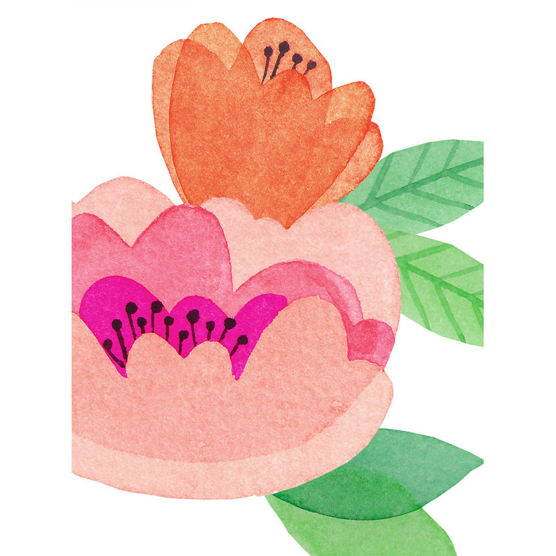Adhésif décoratif aquarelle pour enfants, Orange / rose