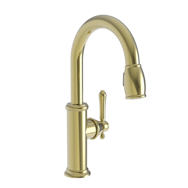 Chesterfield Pull Down Bar Faucet, Uncoated Polished Brass (Living, non-returnable)
