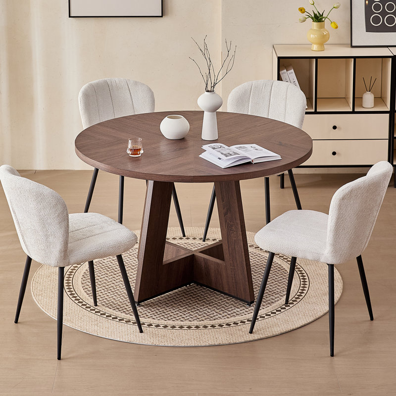 Table de salle à manger de 47 po pour 4 à 6 personnes, [Base ventilée] [Plateau épais de 1,38 po], Brun