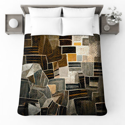 Geometric Abstract Shapes Quilted Bedspread All Sizes