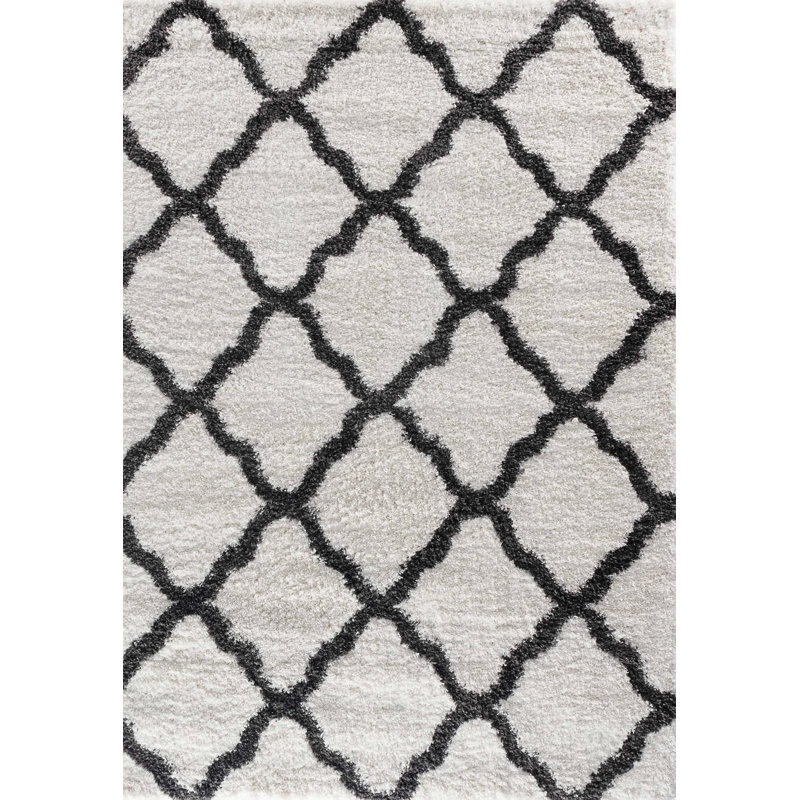 Waylan Geometric Shag Area Rug, Rectangle 80 x 150cm