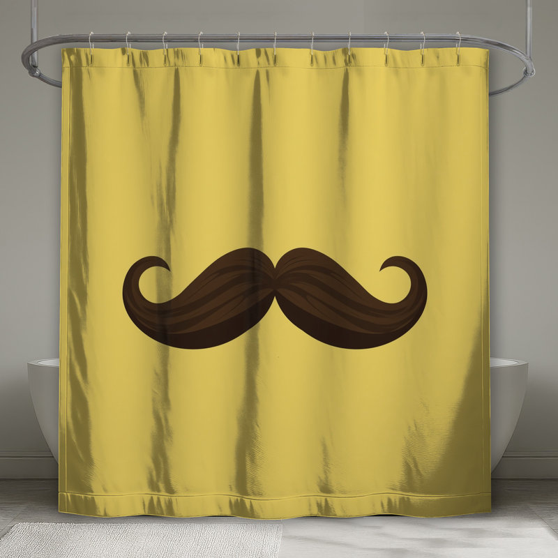 Rideau de douche brun à moustache enroulée très long, L 70 po x H 93 po
