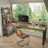 Nut-brown + Black Rectangular Solid Wood + Iron desk-104939518