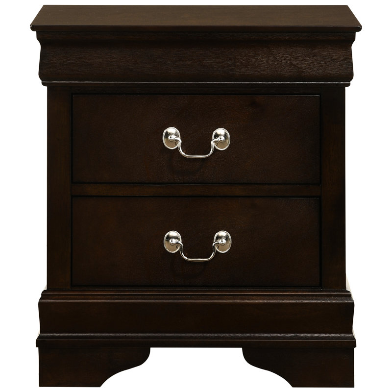Cappuccino 2 - Drawer Bedroom Nightstand With Vintage Bail Handle, Rich Warm Brown Finish, Ample Space, Tapered Legs For Aesthetic Drawers, Color, , Style