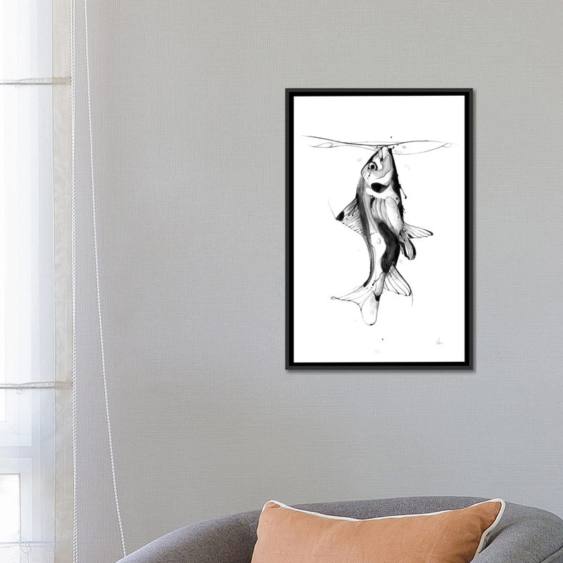 " Fish Fuel " by Alexis Marcou, 26" H x 18" W x 1.5" D, Black Framed Canvas, No Mat