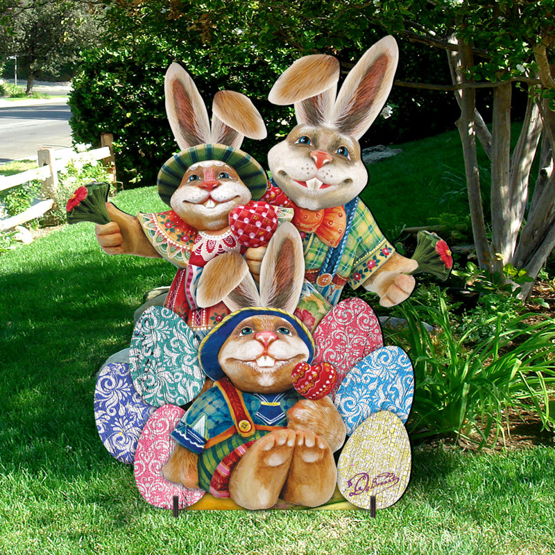 Statue en bois fêtes famille de pâques Drucker