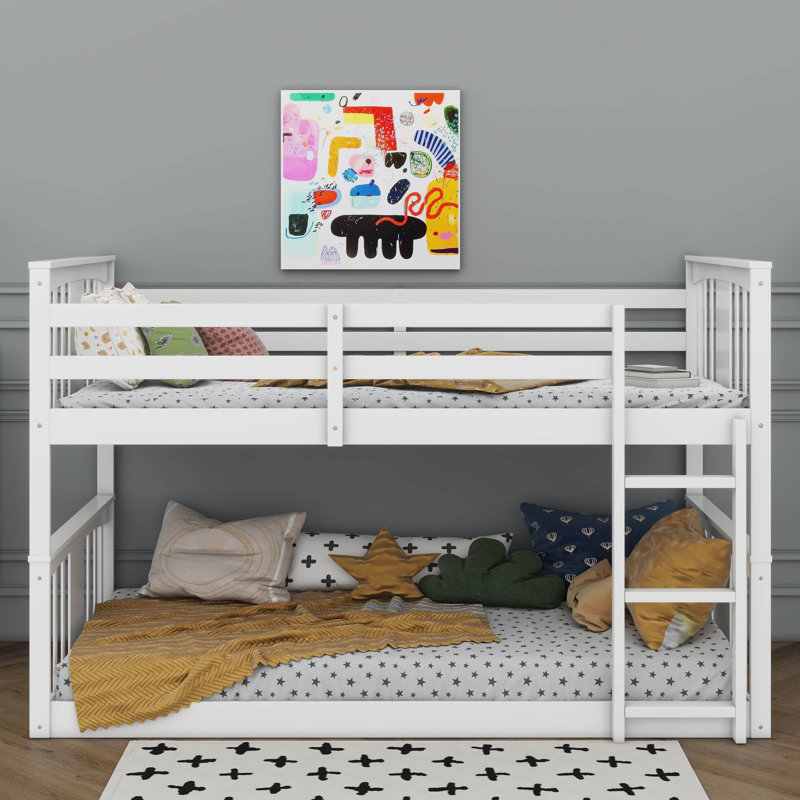Bunk Bed Featuring A Sturdy Ladder Design, Twin Over Twin, White