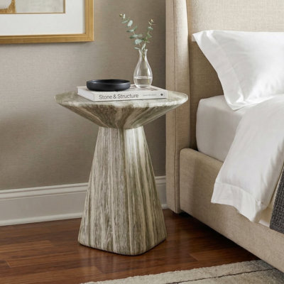 Fulcher Stone-Like 18"W Pedestal End Table
