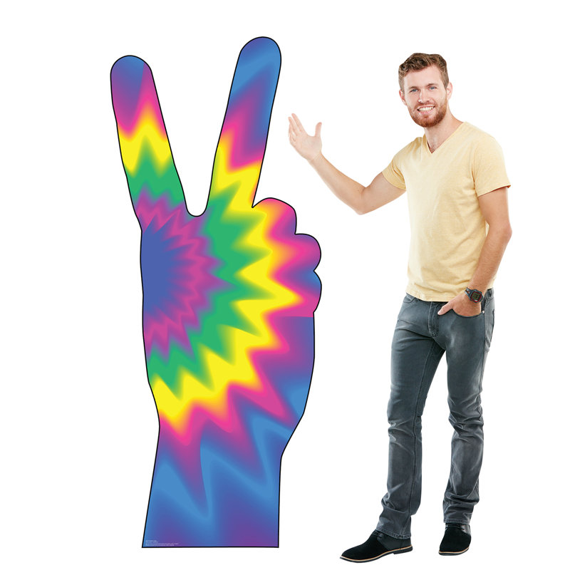 75'' Multicolor Cardboard Peace Fingers Standup Decor