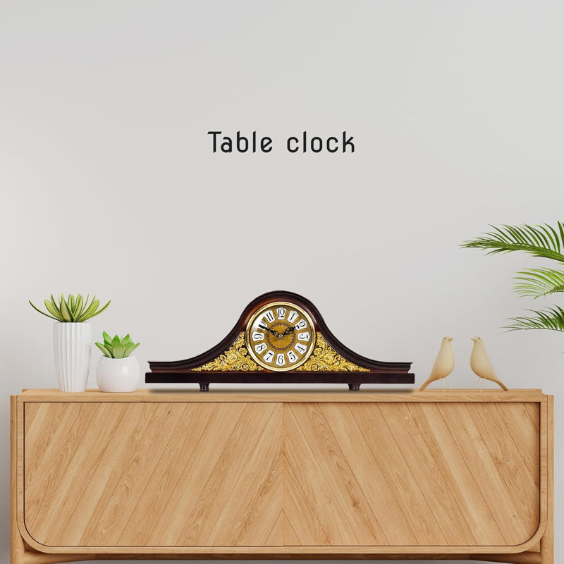 Analog Electric Tabletop Clock Brown Wood