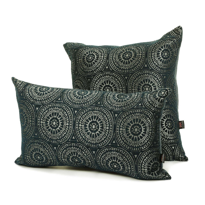 Chilton Geometric Rectangular Cushion, Navy Blue