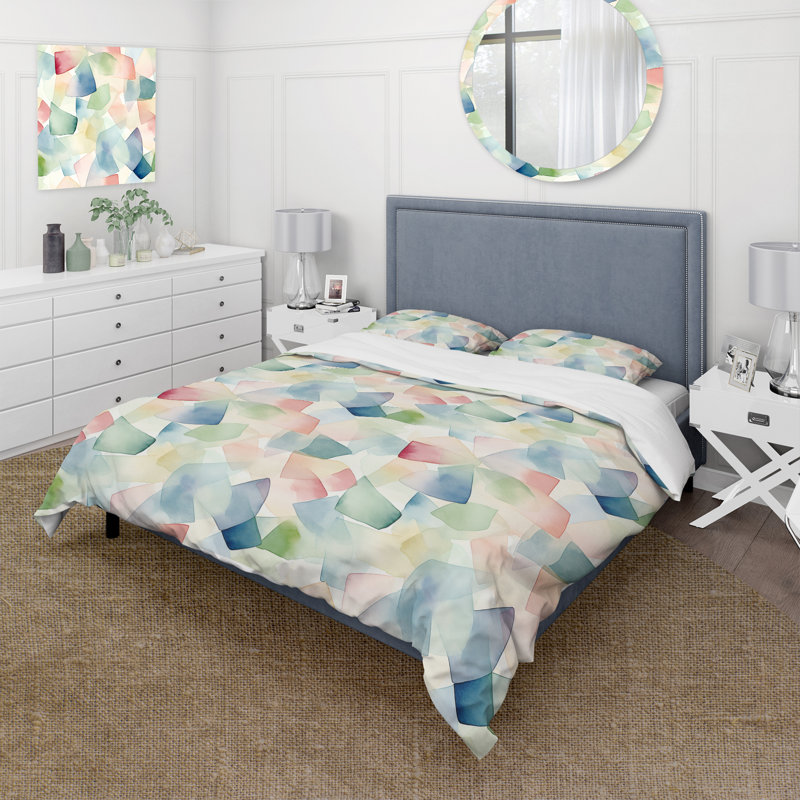 Serene Watercolor III - Ensemble de housse de couette patchwork - Microfibre de polyester