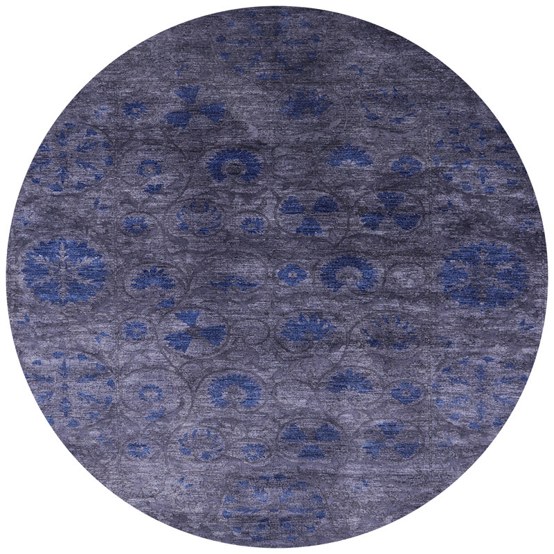 Tapis mauve à motif floral Chidester, Rond 7 pi