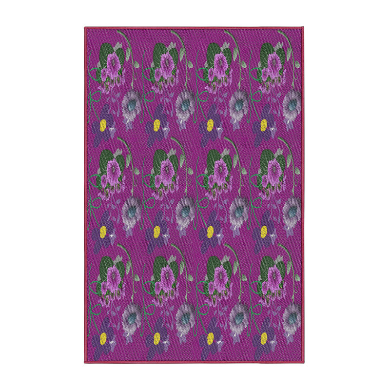 Tapis mauve à motif floral Shayaan, Rectangle 5 pi x 7 pi