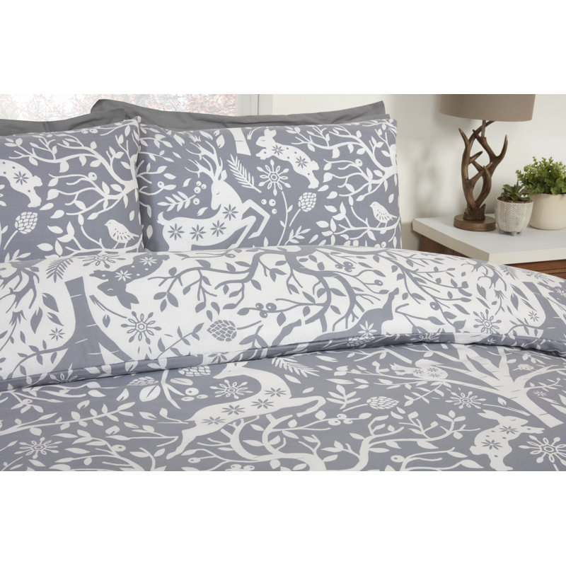 Magical Woods Festive Duvet Cover Set, Grey, Double Duvet Cover + 2 Standard Pillowcases