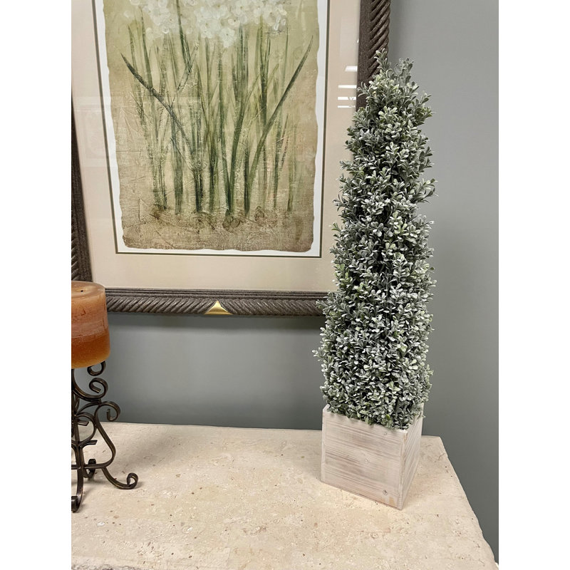 Pot à fleurs topiaire en buis artificiel, H 34 po x l 7 po x P 7 po