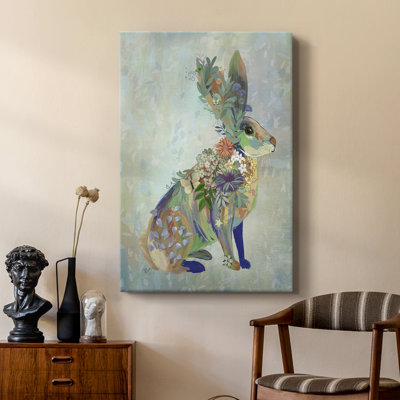 Fantastic Florals Hare, Sitting - Cavas Gallery sur mesure
