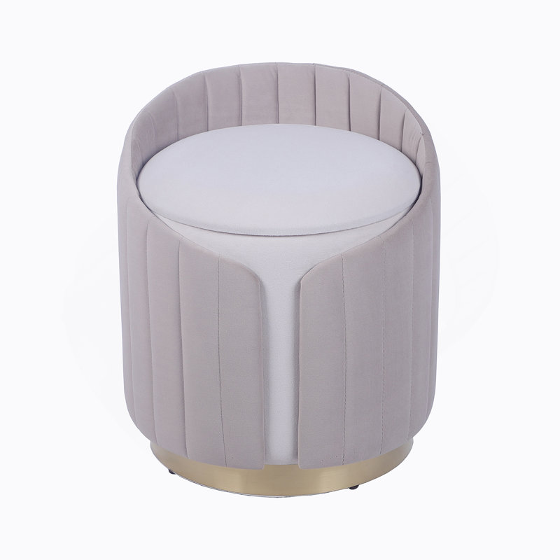 Repose-pieds deux tons avec rangement ou tabouret de coiffeuse, taupe