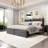 Axyl Bed Frame with 2 Storage Drawers, LED Bed Frame with 2-Tier Storage Headboard&Charging Station, Metal Platform Bed Frame, No Box Spring Needed-1118815823-1118815816