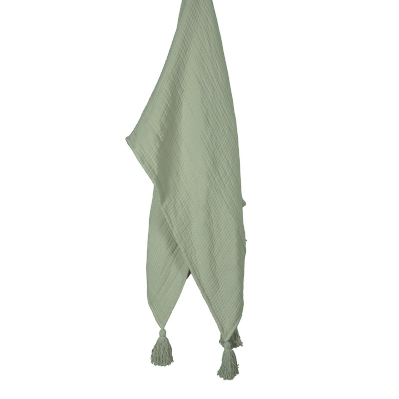 Jeté 100% coton, Vert sauge