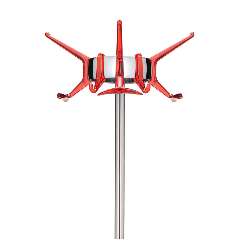 Metal Freestanding 6 - Hook Coat Rack, Red