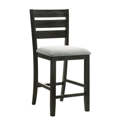 Chaises de salle à manger à hauteur de comptoir gris anthracite, 2 pièces avec revêtement en tissu moelleux et tabourets à dossier en bois gris anthracite, support en bois