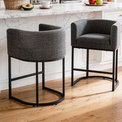 Tabourets de bar rembourrés à hauteur de comptoir avec structure en métal (ensemble de 2)
