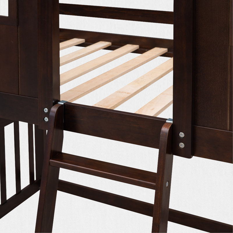Twin Over Twin House-Shaped Bunk Bed, Espresso