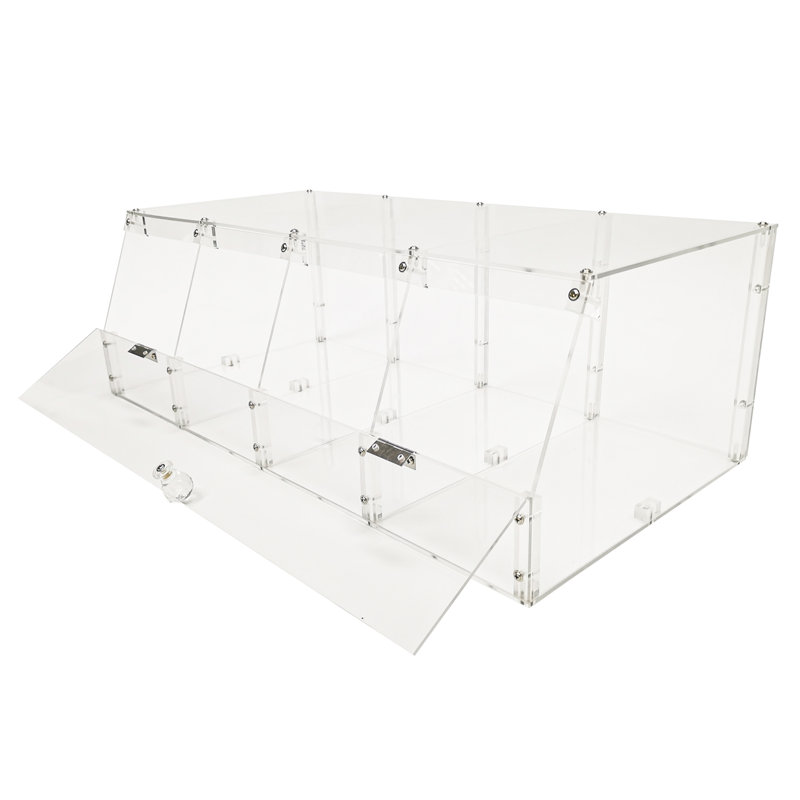 Fixtureisplays® 24 x 12 x 8 "Organisateur de bonbons en acrylique Plaxiglass 4 compartiments Présentoir pour bonbons, céréales, grains de café au chocolat, vidéo d'assemblage empilable fourni 10207