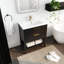 Meuble-lavabo avec poignée dorée. 30 po, châtaignier noir, 2 tiroirs. Évier de meuble-lavabo en céramique fabriqué en céramique 30 po. Tiroirs, matériau