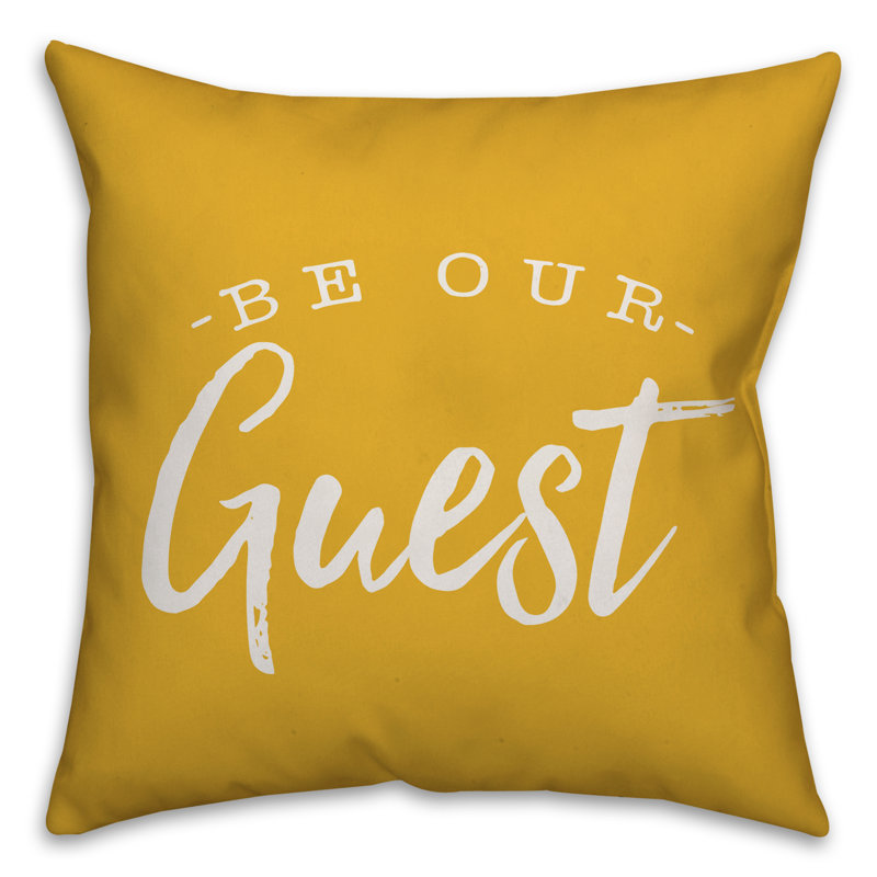 Textual Outdoor Throw Pillow, 18" H x 18" W, Yellow