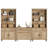 Scarlett Sideboard Cabinet With Bar Hutch, Buffet Cabinet With Four Wood Doors, Five Drawers And Two 3 Tier Shelves, Oak, 101''