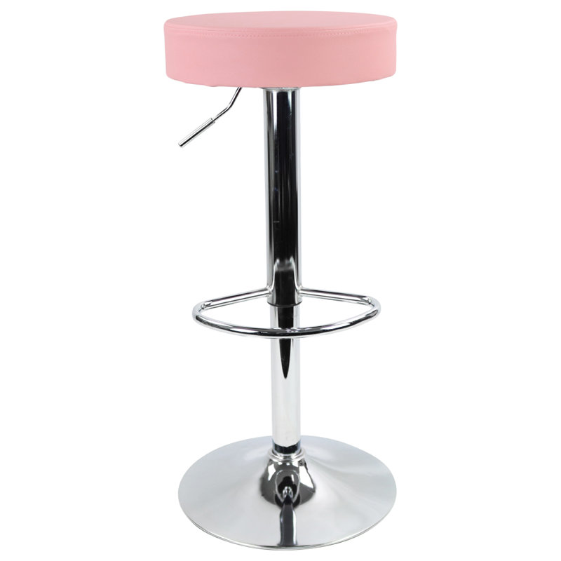 Aavi Swivel Upholstered Adjustable Height Counter Stool, Pink