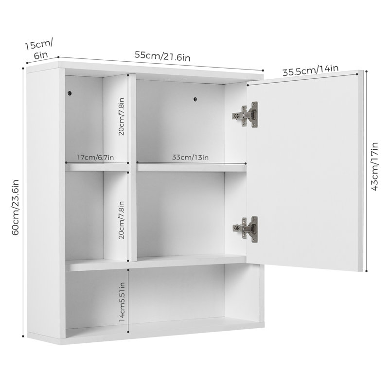 Amartya 55mm W 60mm H Wall Mounted Required Framed Medicine Cabinet Mirror