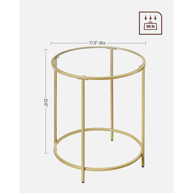 Doynton Glass End Table, Gold