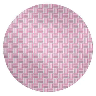Tapis rose/blanc rayures basketweave