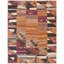 Tapis turc en laine tissé à plat à motif géométrique de style village des années 1930 de 6 pi 8 po x 8 pi 6 po