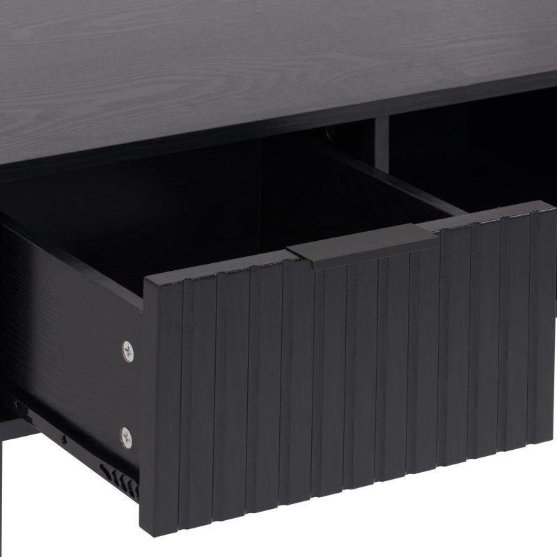 Dimattia Black Fluted Coffee Table with Storage