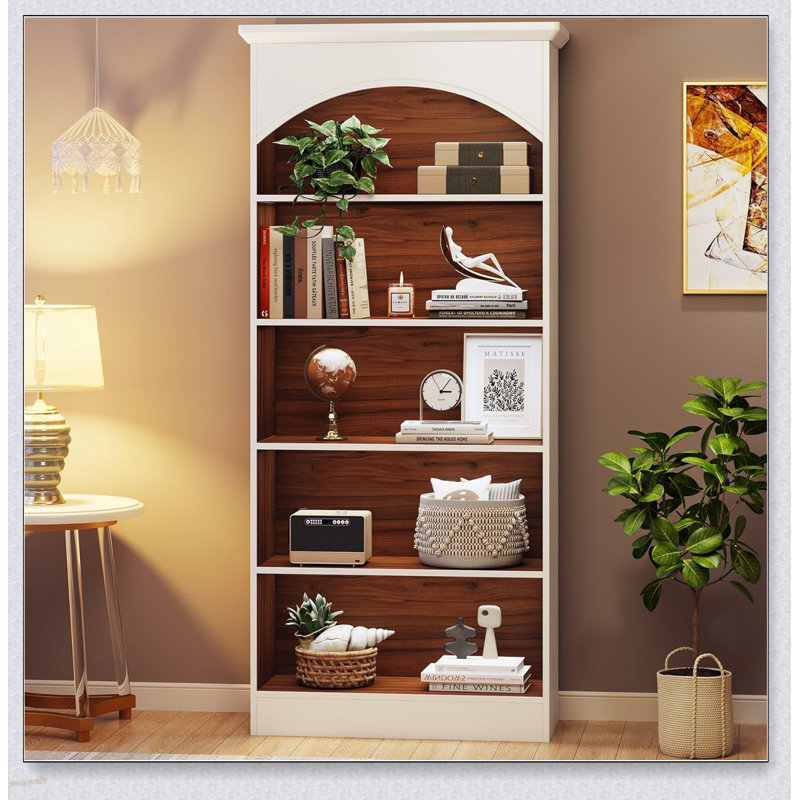 Bibliothèque bibliothèque à 5 niveaux pour le salon, le bureau et la chambre à coucher avec tablettes spacieuses et design élégant