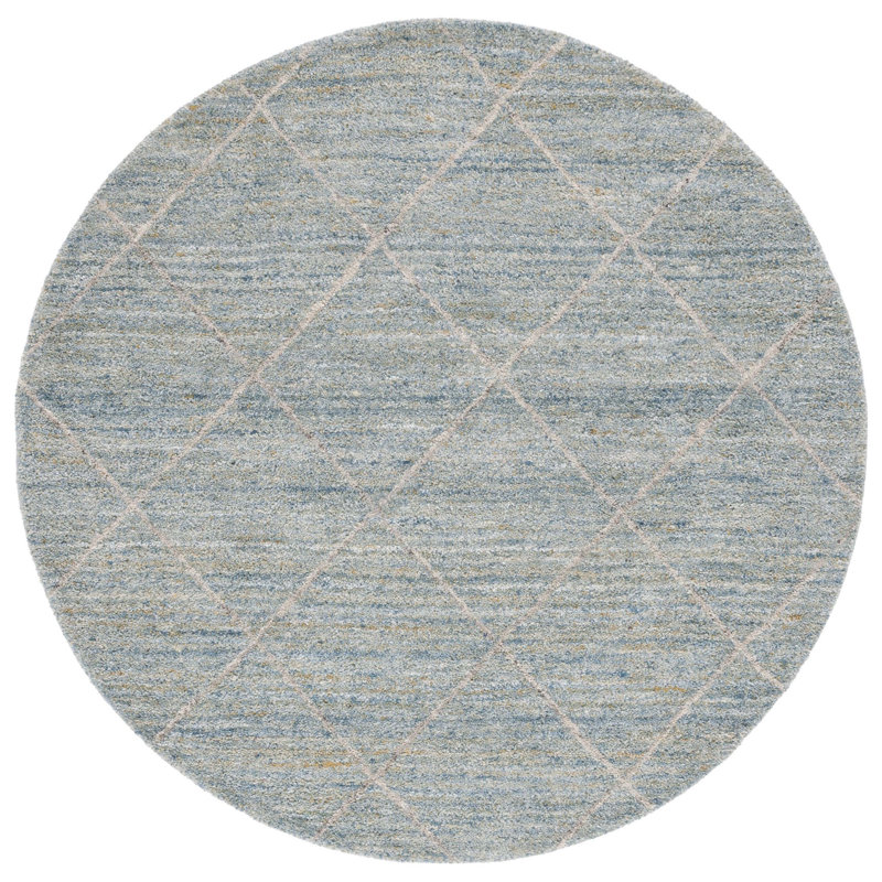 Moniz Hand Tufted Wool Geometric Rug, Round 6'