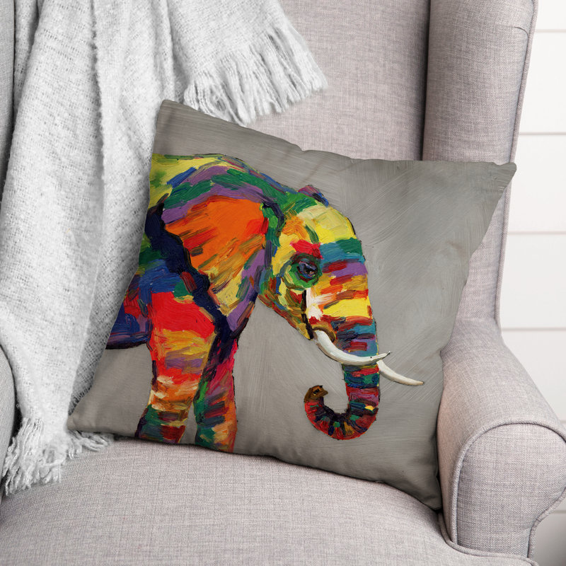 Housse de coussin carrée d’extérieur Bright Elephant, Gris