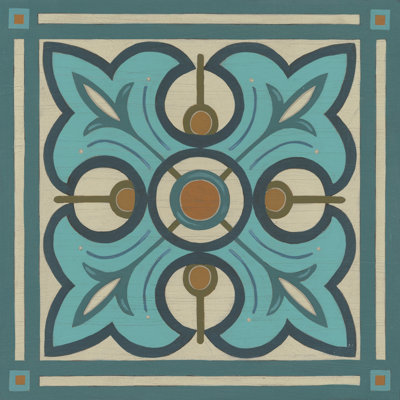 Piazza Tile In Blue II by June Erica Vess - No Frame Print on Canvas